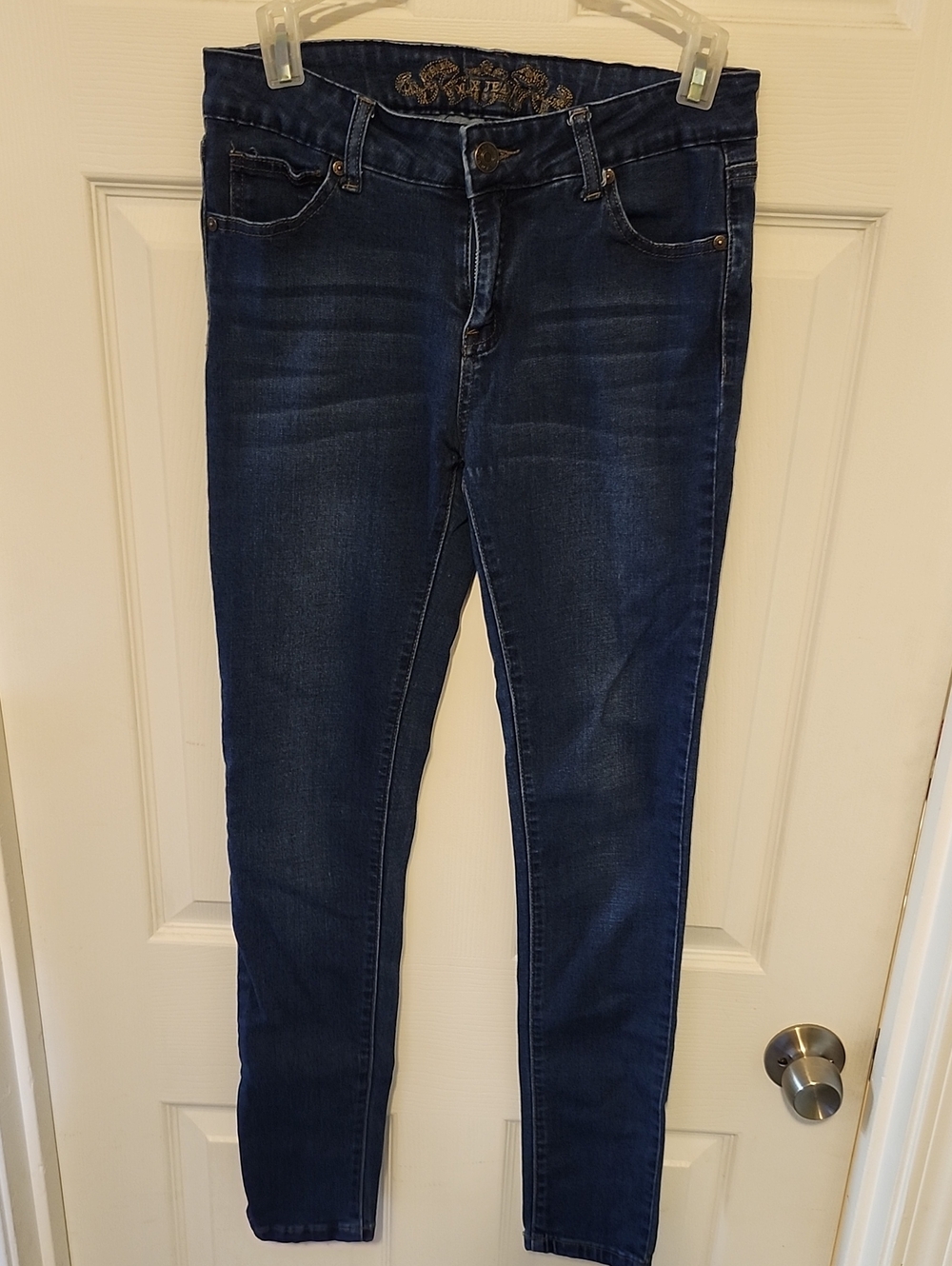 Women’s Skinny Wax Jeans in Dark Blue - Classic Stretch Fit
